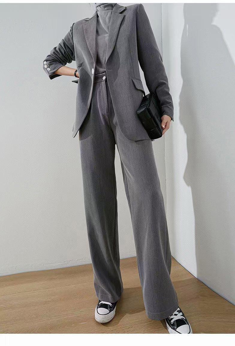 Gray Suit Jacket Casual Temperament Small Suit Women - melvincucci