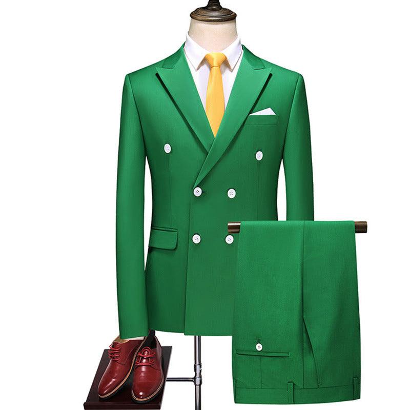 Male Host Two-piece Large Size Solid Color Suit - melvincucci