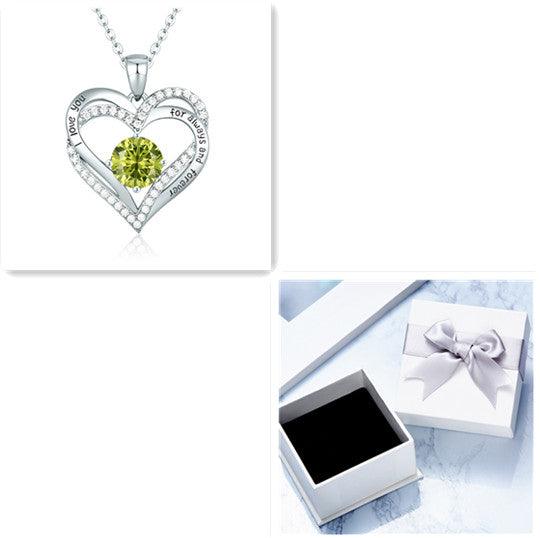 Female 925 Silver Twelve Birthstone Pendant Necklace - melvincucci