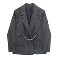 Chain Waist Striped Blazer Silhouette And Temperament Casual Suit - melvincucci