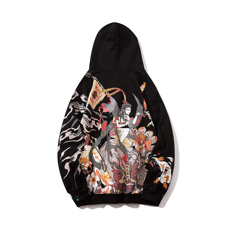 Chinese style printed hooded sweatshirt men - melvincucci