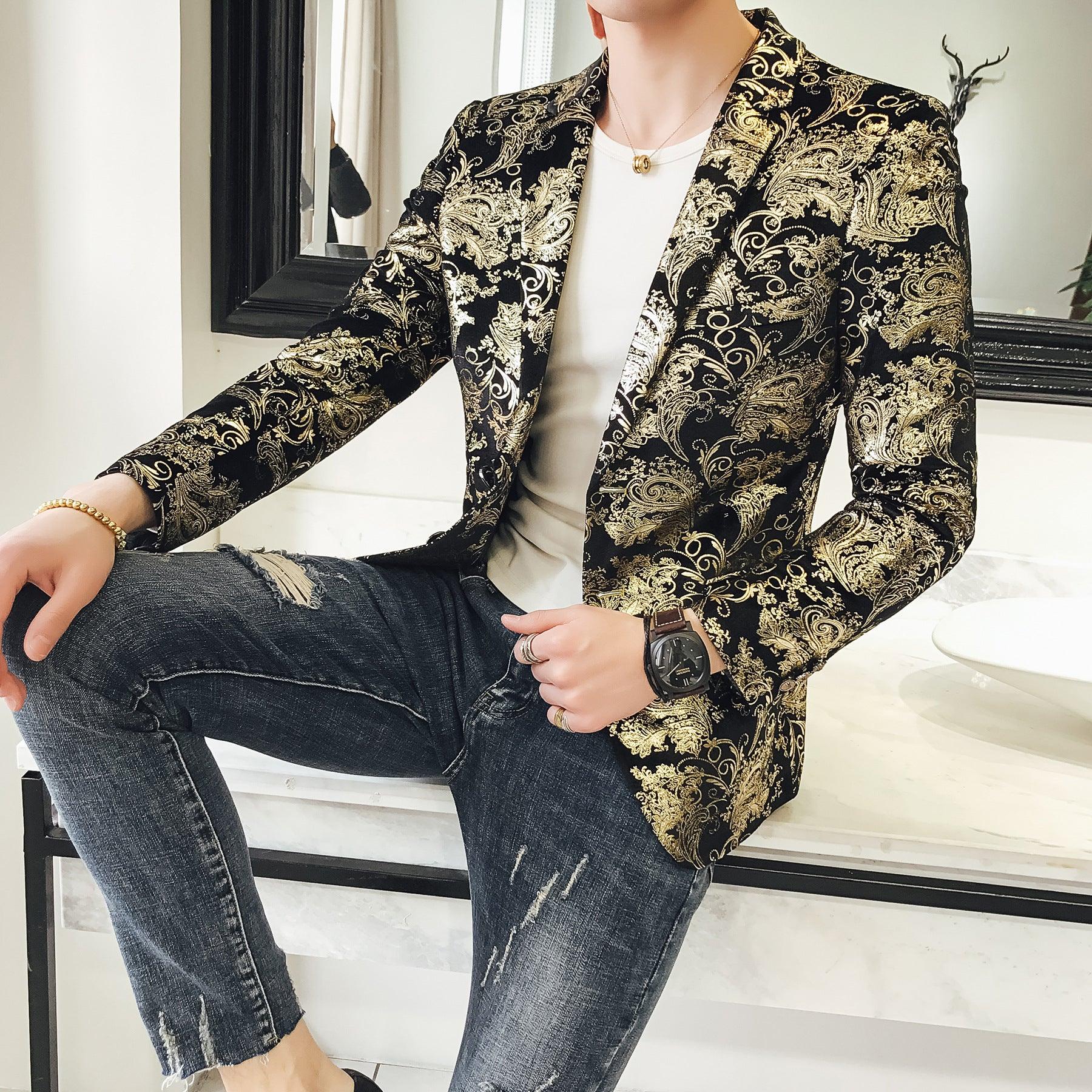 Colorblock Plus Size Suit Men's Silky Blazer Youth Jacket - melvincucci