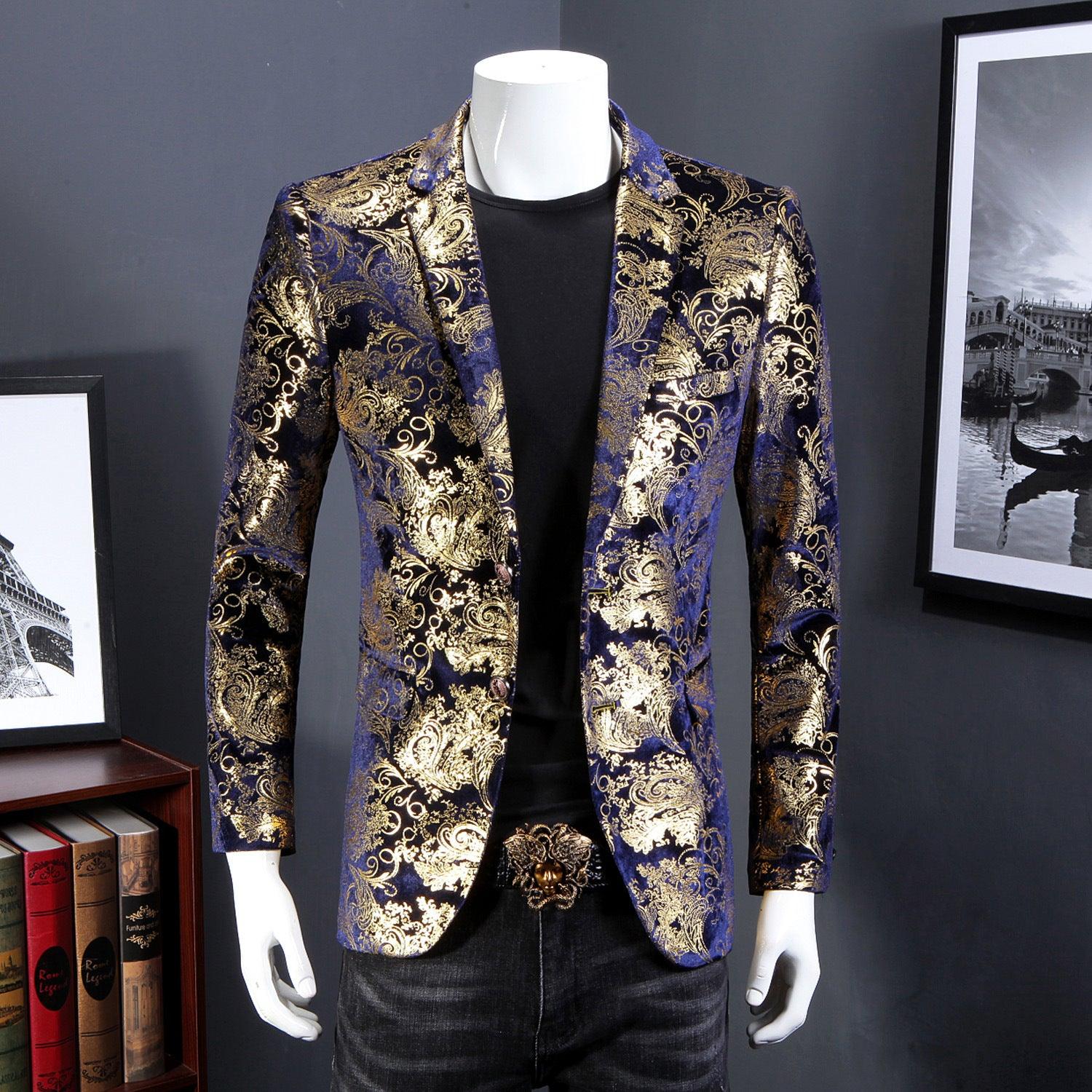 Colorblock Plus Size Suit Men's Silky Blazer Youth Jacket - melvincucci