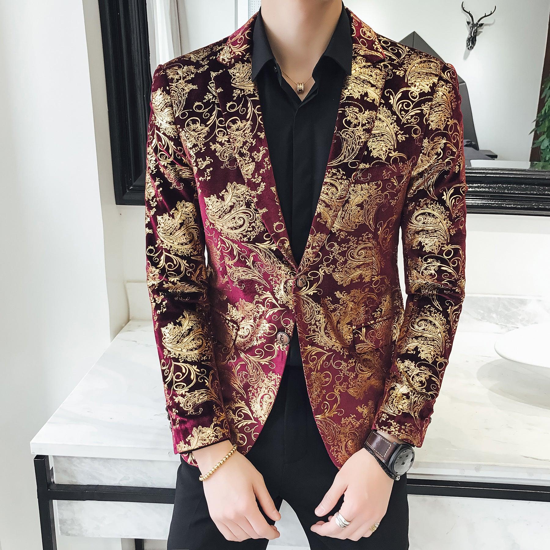 Colorblock Plus Size Suit Men's Silky Blazer Youth Jacket - melvincucci
