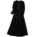 Commuter Double-Breasted Knitted Dress With Contrast Buttons - melvincucci