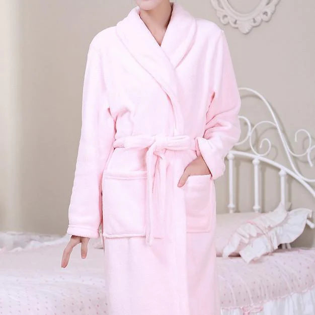 Coral Fleece Pajamas Pajamas Women Thickened Flannel Long-sleeved Men's Bathrobes Home Clothes - melvincucci