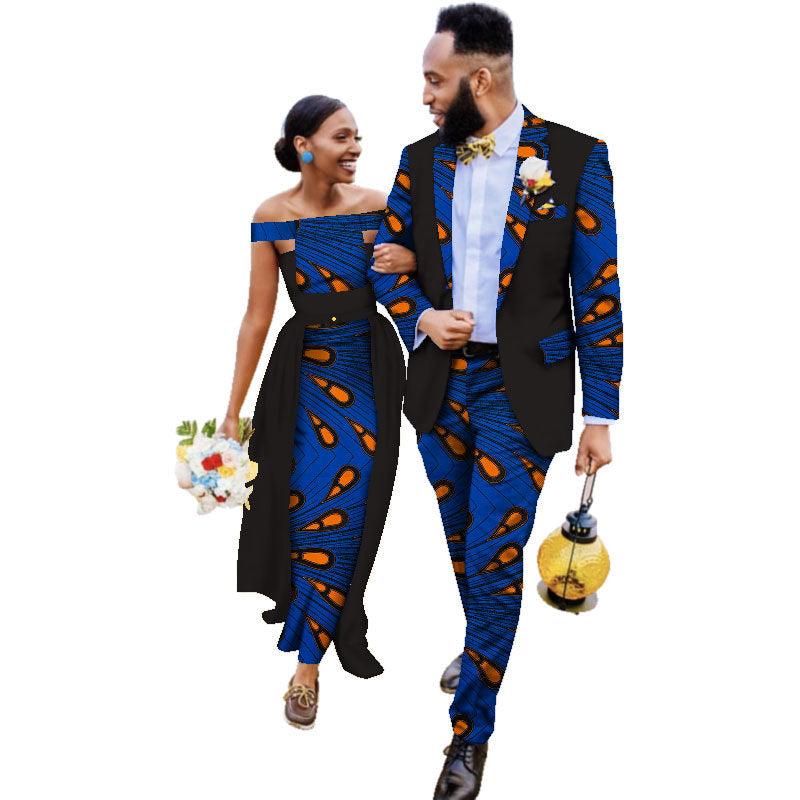 Cotton African Couple Wearing Wedding Dress Suits And Dress Sets - melvincucci