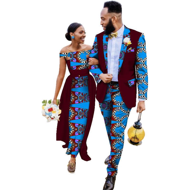 Cotton African Couple Wearing Wedding Dress Suits And Dress Sets - melvincucci