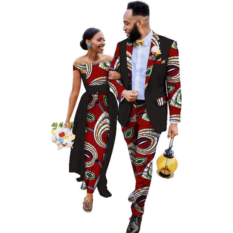 Cotton African Couple Wearing Wedding Dress Suits And Dress Sets - melvincucci