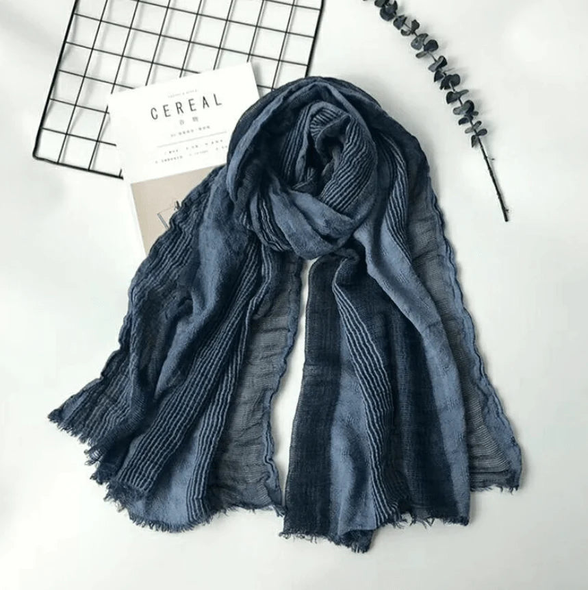 Cotton and linen striped pleated scarf - melvincucci