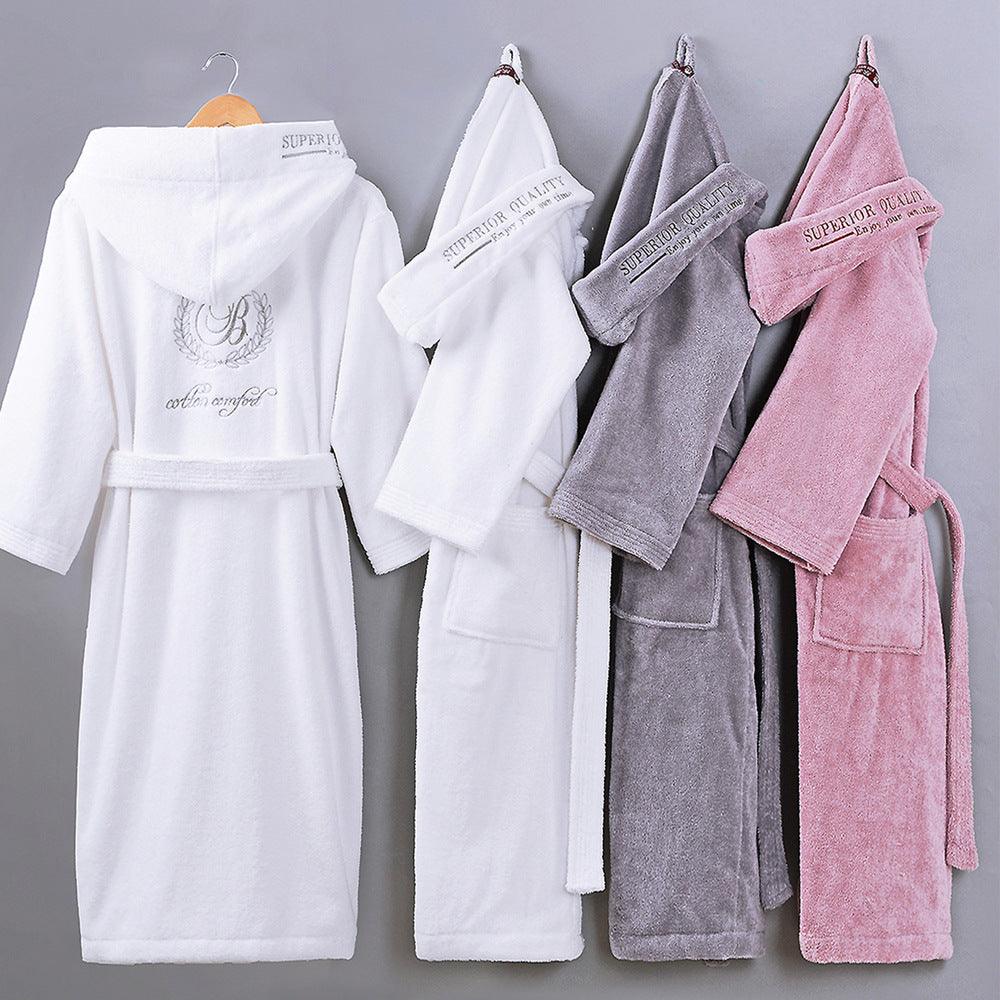 Cotton Bathrobe Thick Towel Material With Hood - melvincucci
