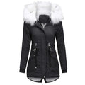 Cotton Coats Women Casual Fur Long Hooded Jacket Fashion Simple High Street - melvincucci