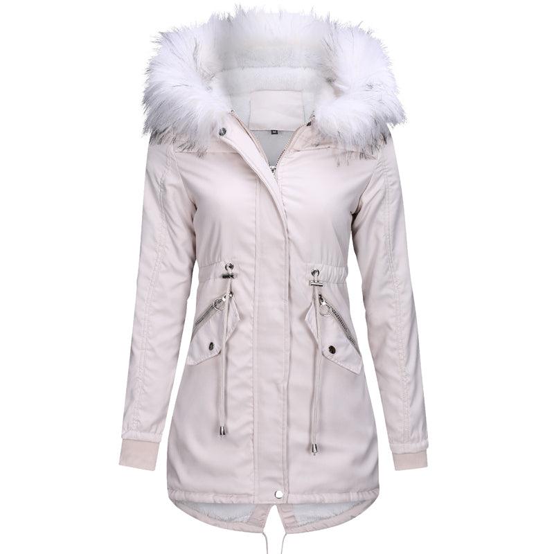 Cotton Coats Women Casual Fur Long Hooded Jacket Fashion Simple High Street - melvincucci