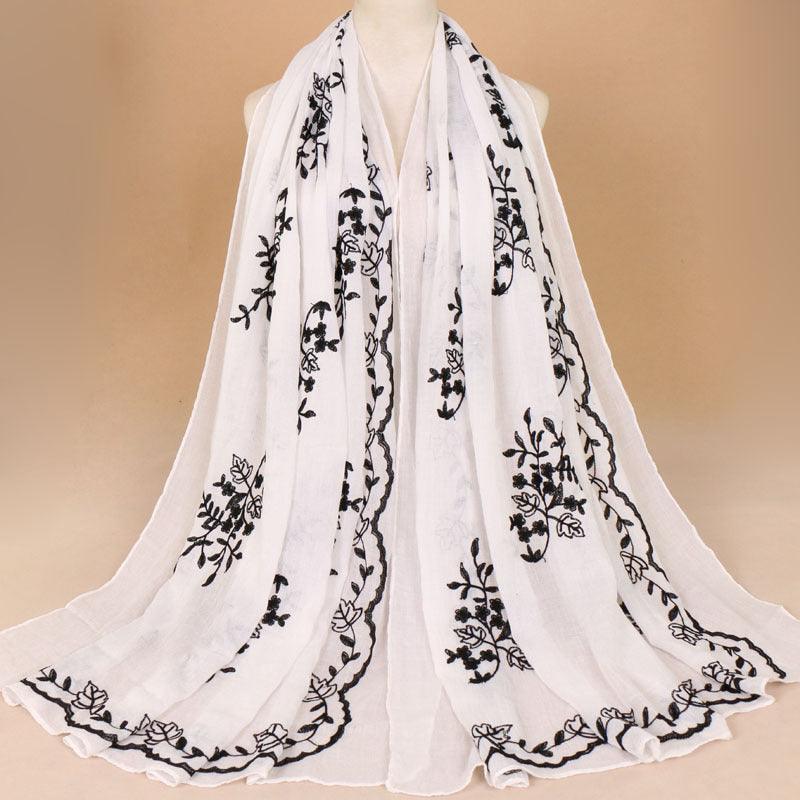 Cotton Embroidered Long Scarf For Indian Women - melvincucci