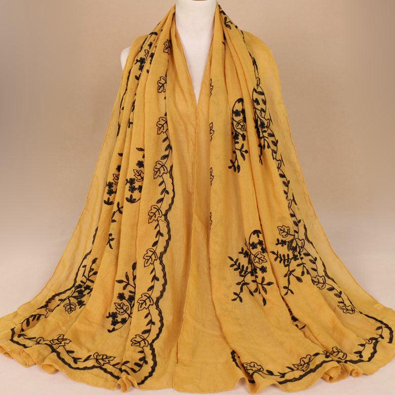 Cotton Embroidered Long Scarf For Indian Women - melvincucci