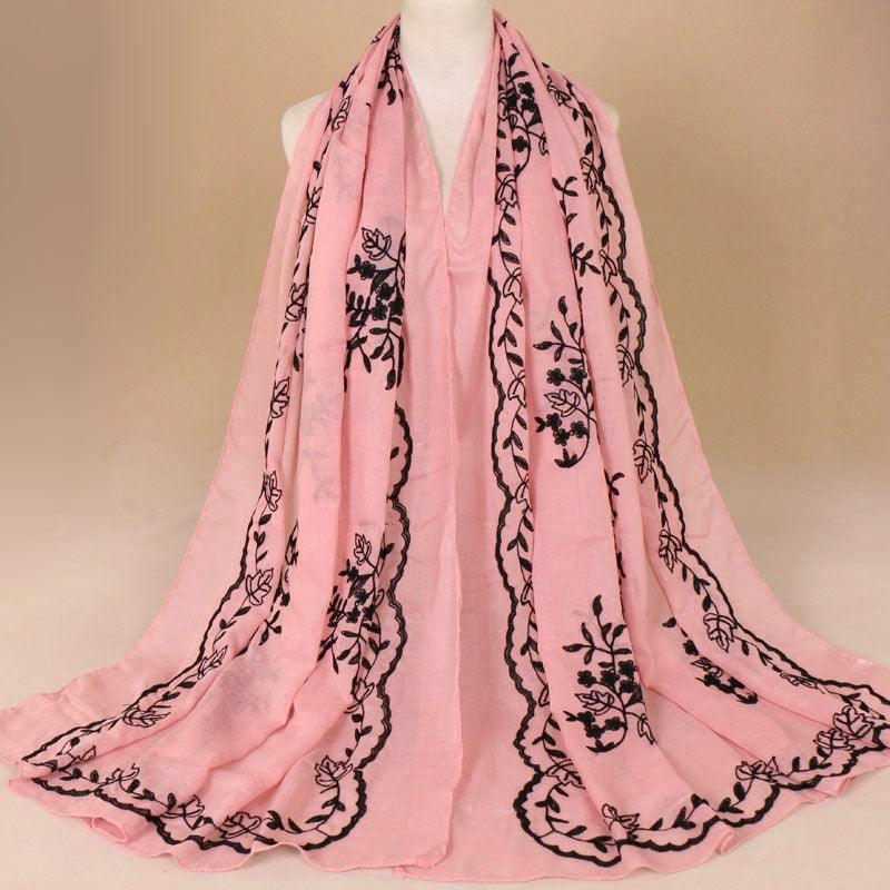 Cotton Embroidered Long Scarf For Indian Women - melvincucci