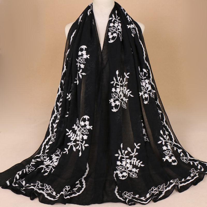 Cotton Embroidered Long Scarf For Indian Women - melvincucci