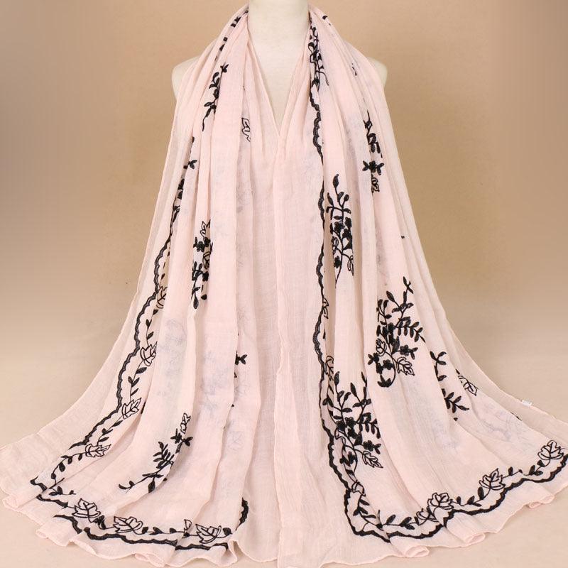 Cotton Embroidered Long Scarf For Indian Women - melvincucci
