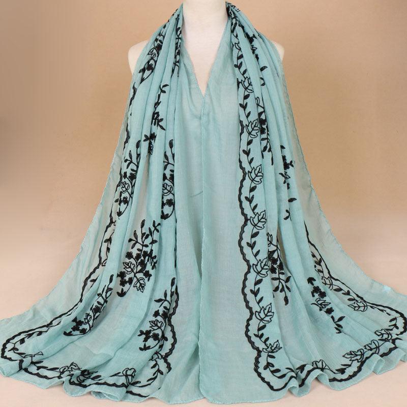 Cotton Embroidered Long Scarf For Indian Women - melvincucci