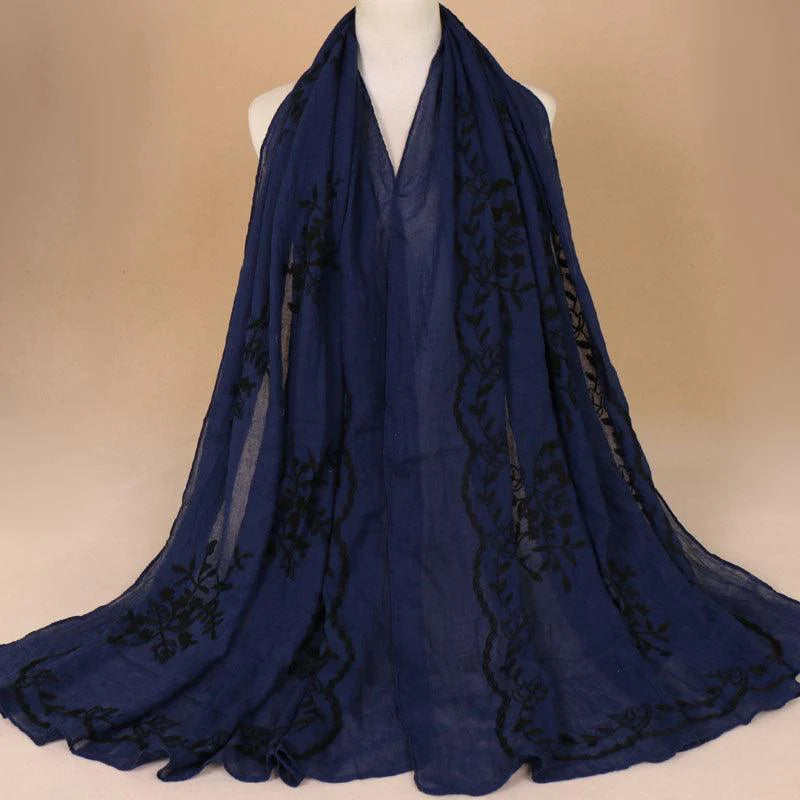 Cotton Embroidered Long Scarf For Indian Women - melvincucci