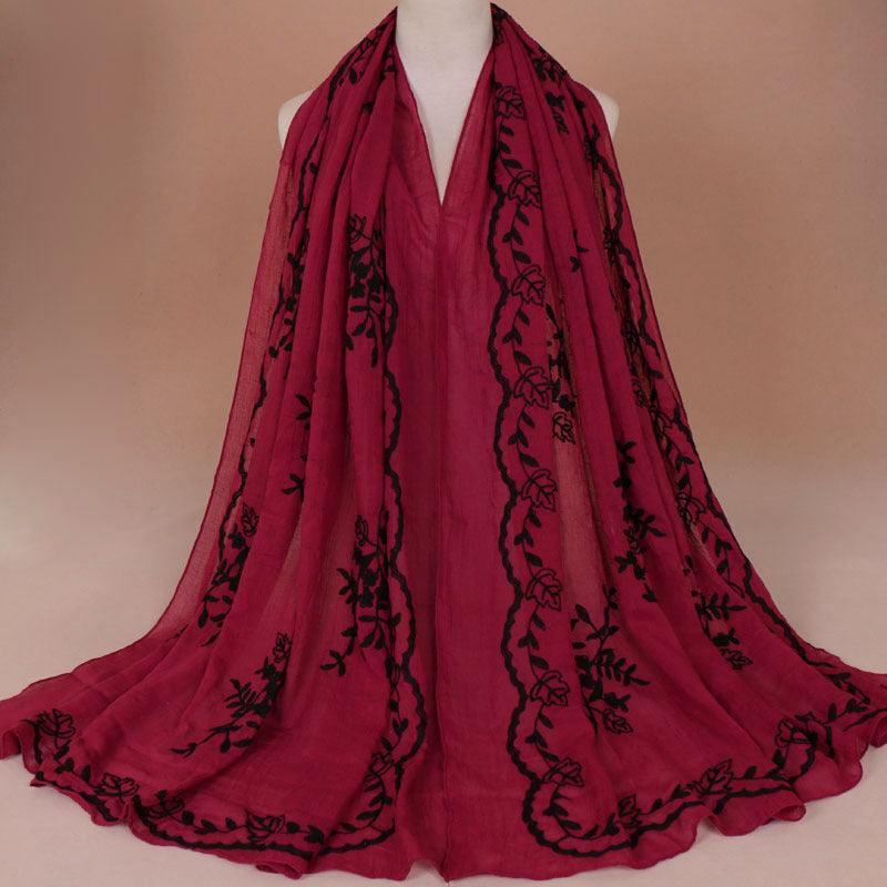 Cotton Embroidered Long Scarf For Indian Women - melvincucci
