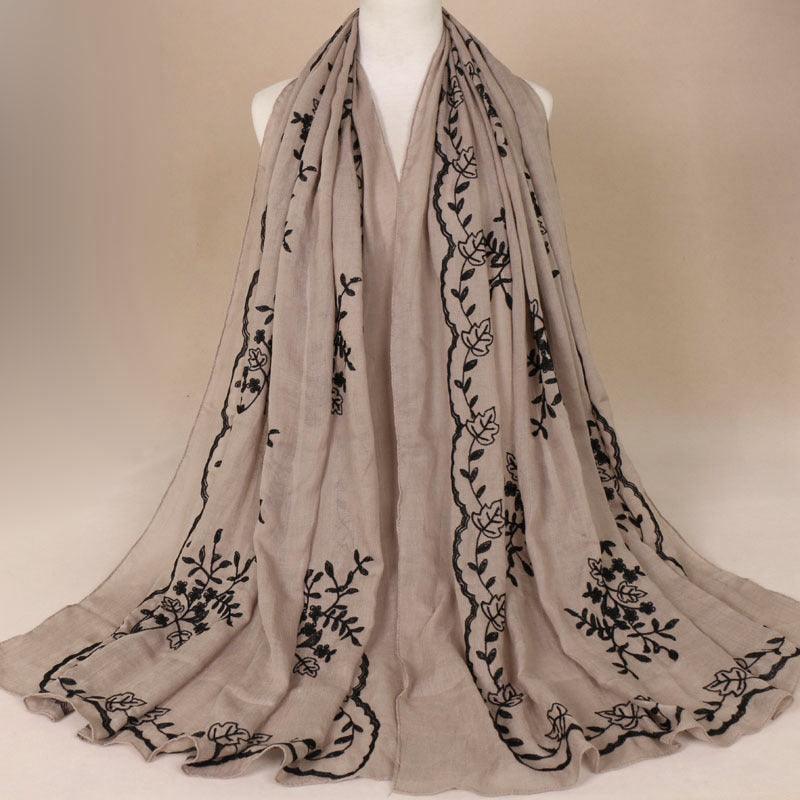 Cotton Embroidered Long Scarf For Indian Women - melvincucci