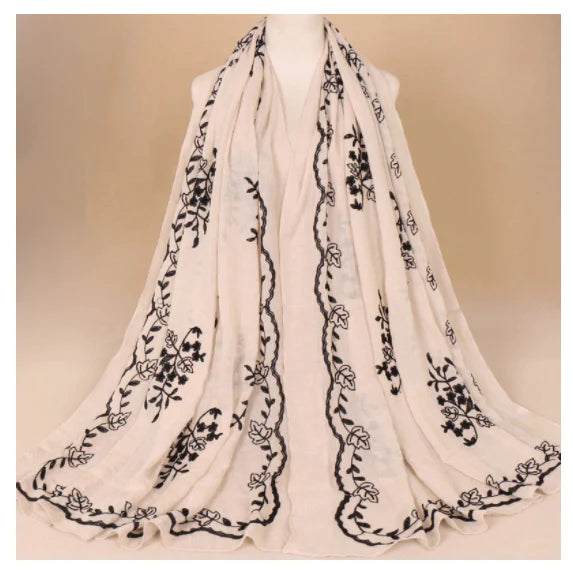 Cotton Embroidered Long Scarf For Indian Women - melvincucci