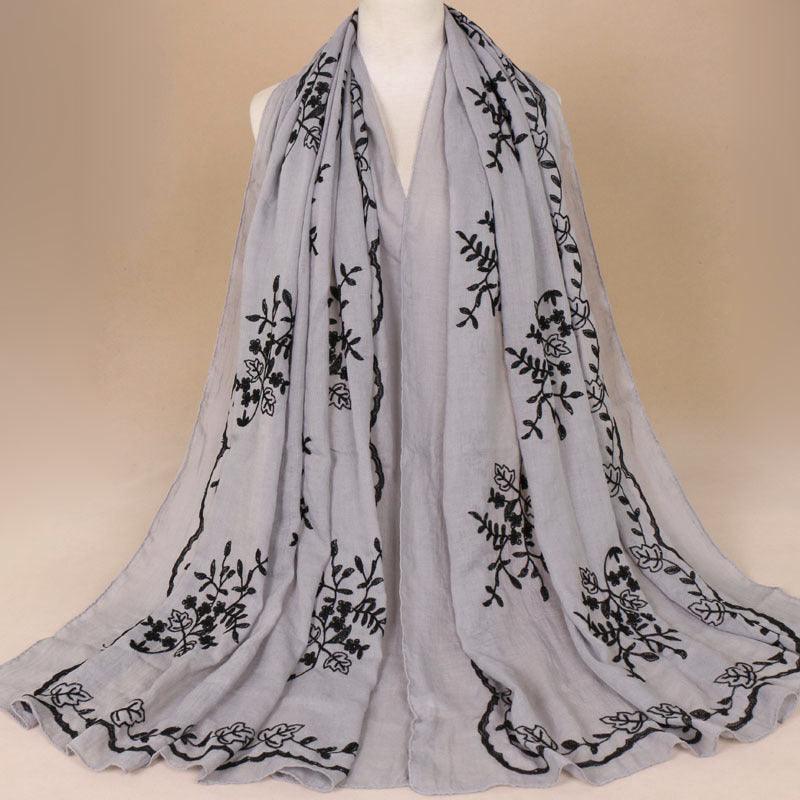Cotton Embroidered Long Scarf For Indian Women - melvincucci