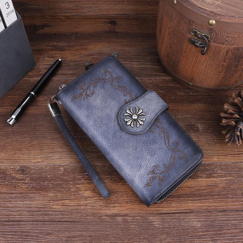 Cowhide hand-polished long wallet for women - melvincucci