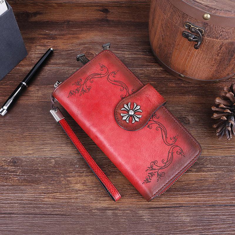 Cowhide hand-polished long wallet for women - melvincucci
