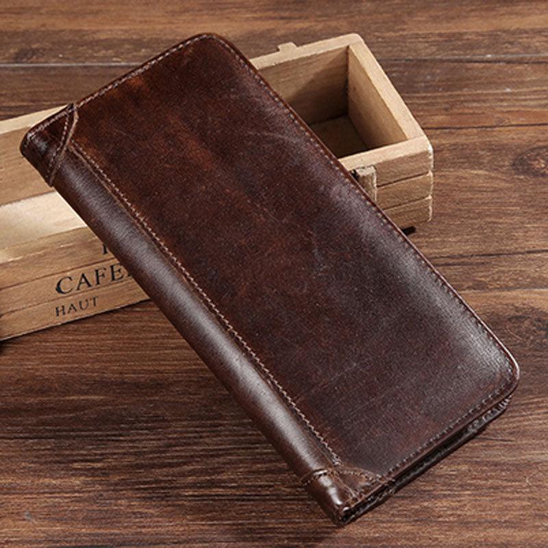 Cowhide Wallet Retro Waxed Cowhide Leather Wallet Coin Multi-card Wallet - melvincucci