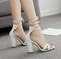 Cross bandage of European and American foreign trade and coarse heel Rome shoe sandals - melvincucci
