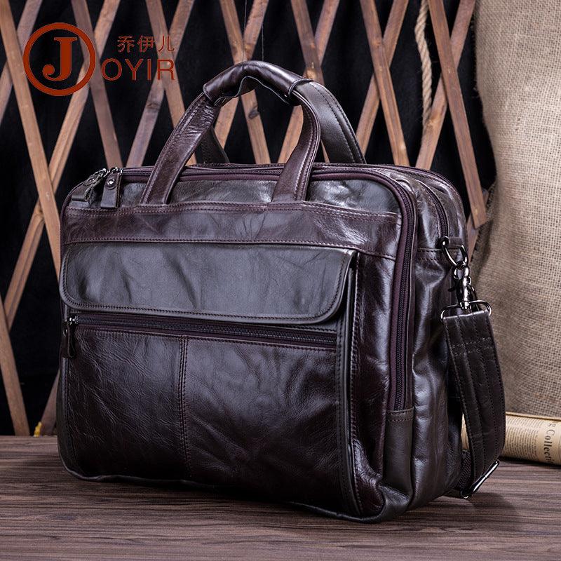 Cross border for European and American new real leather men bag leisure business briefcase men hand-held single shoulder bag - melvincucci