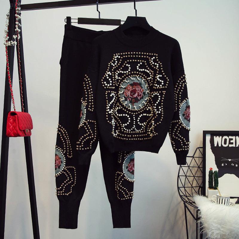 Cross stitch knitwear with small fragrance and beads - melvincucci