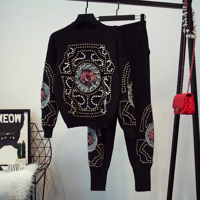 Cross stitch knitwear with small fragrance and beads - melvincucci