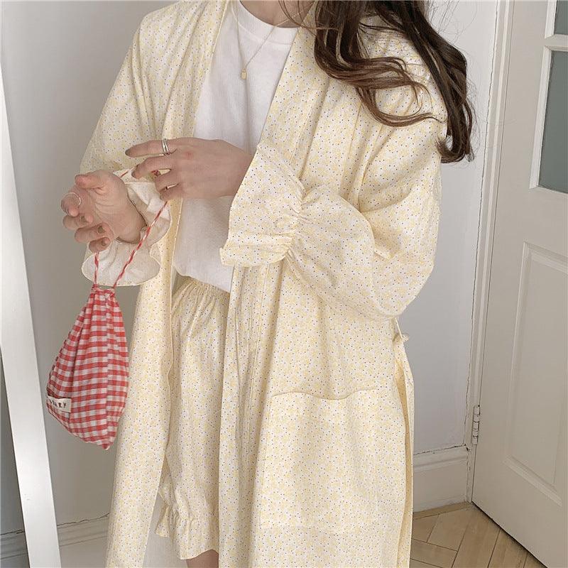 Cute Bathrobe Floral Long Kimono Loungewear - melvincucci