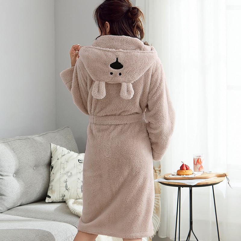 Cute big hat coral velvet bathrobe - melvincucci