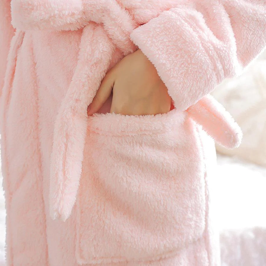 Cute big hat coral velvet bathrobe - melvincucci
