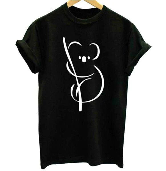Cute Koala Print T-shirt Women Short-sleeved O-neck T-shirt 2021 Summer Women's T-shirt Top - melvincucci