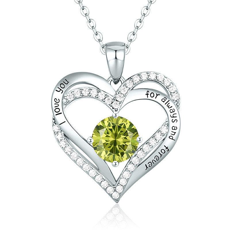 Female 925 Silver Twelve Birthstone Pendant Necklace - melvincucci