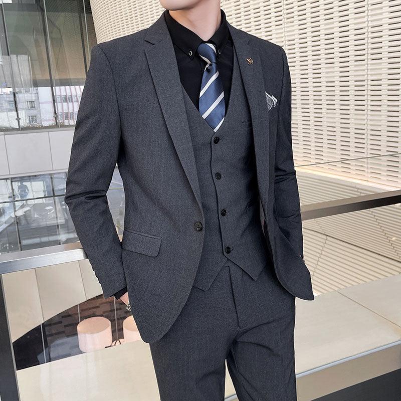 Men's Three-piece Suit Business Suit Solid Color Suit Vest  Trousers - melvincucci