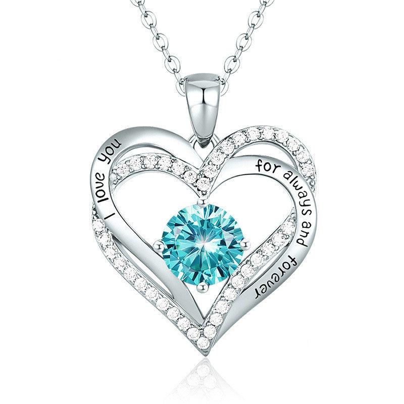 Female 925 Silver Twelve Birthstone Pendant Necklace - melvincucci