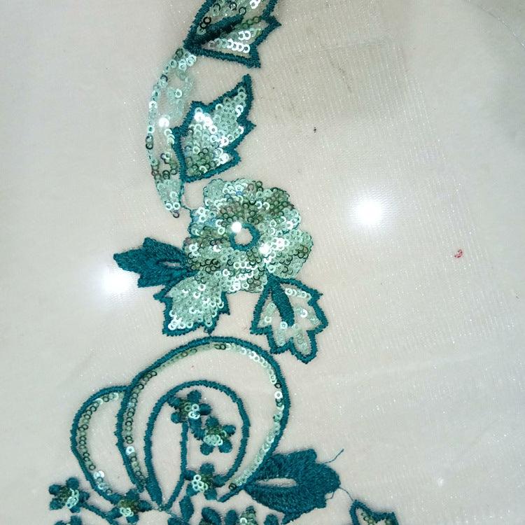 Sequin Embroidered Fabric Patch Lace Embroidered Lace Cheongsam Dress - melvincucci