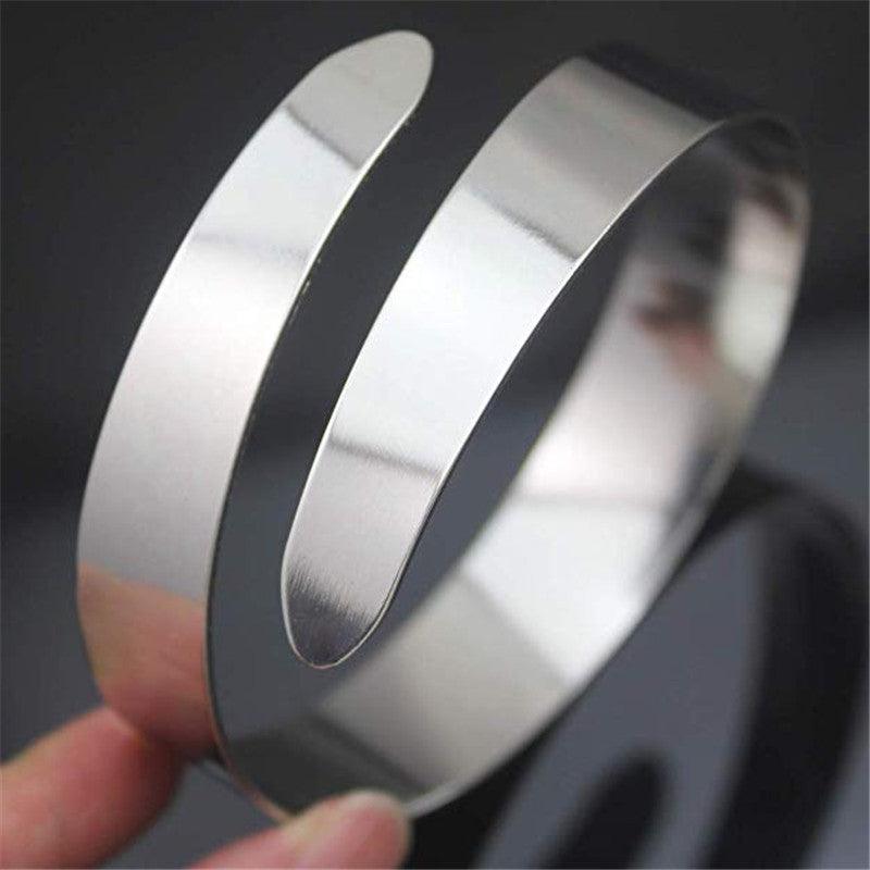 Simple Alloy Glossy Punk Exaggerated Armband Bracelet - melvincucci