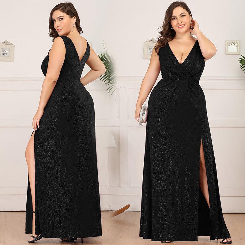 Deep V sexy split evening dress - melvincucci