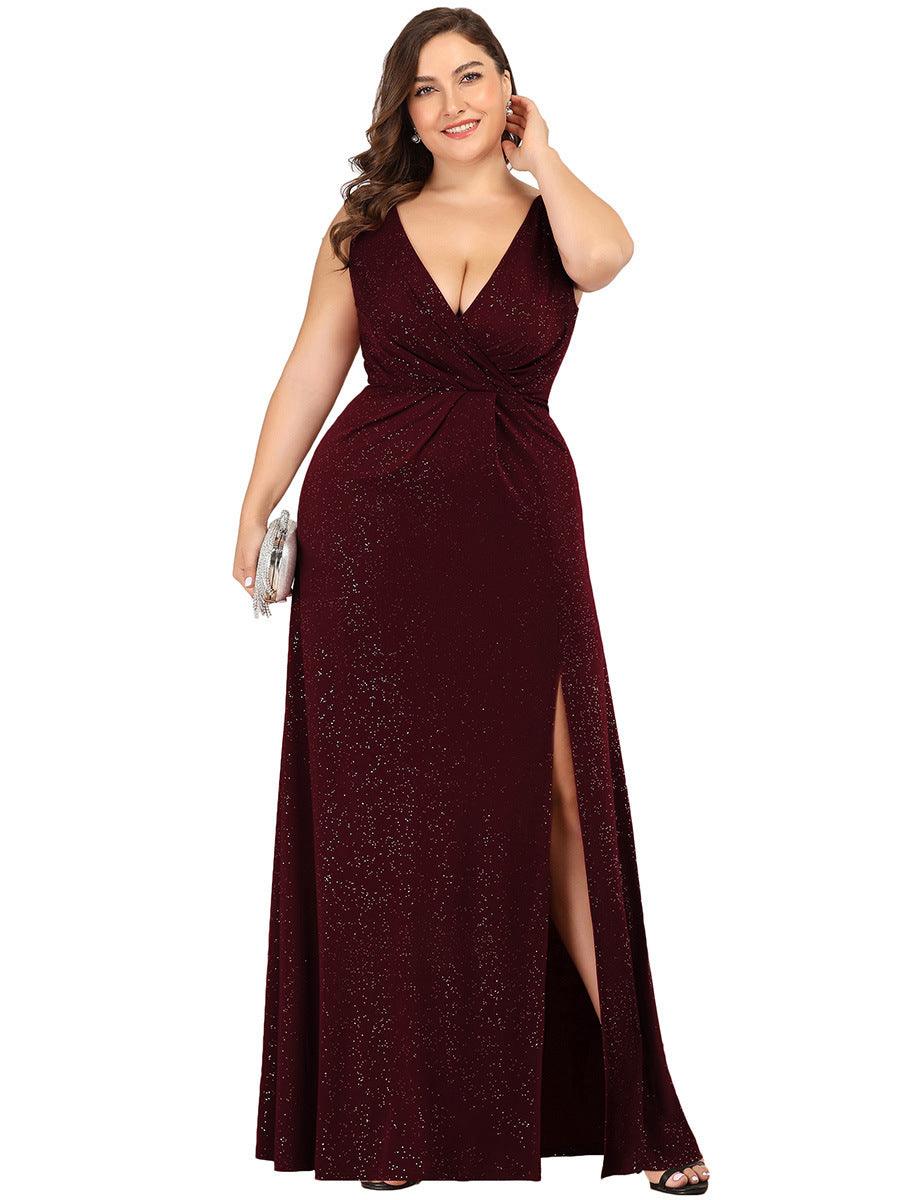 Deep V sexy split evening dress - melvincucci