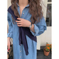 Denim Dress Women Autumn New Loose And Thin Long-sleeved Denim Casual Dress - melvincucci