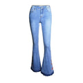 Denim Flared Pants Women Embroidered Embroidery - melvincucci