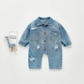 Denim Jumpsuit Men And Women Baby Long Sleeved Romper Romper - melvincucci