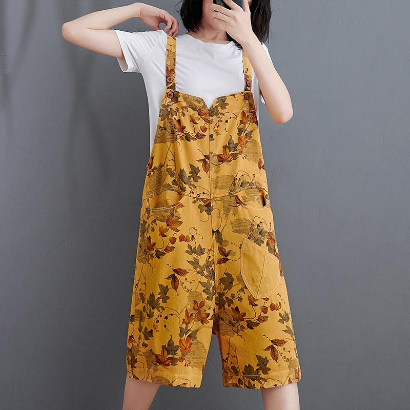 Denim Printed Five - Cent Suspenders For Women - melvincucci